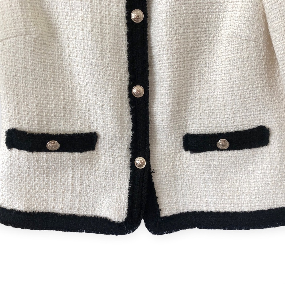 ❌SOLD❌H&M Classic Wool Blend White Tweed Jacket - Picture 5 of 13